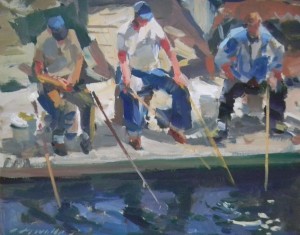 Charles Movalli - the Fishermen, 16x20, acrylic, 2500